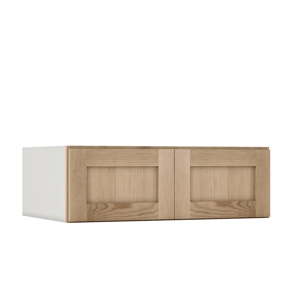 12" Tall 12" Deep Stacker /  Wall Elegant Oak Craftsman Shaker 1-1/4" Overlay Wall Cabinet -  12", 15", 18", 21", 24", 27", 30", 33" & 36" Wide