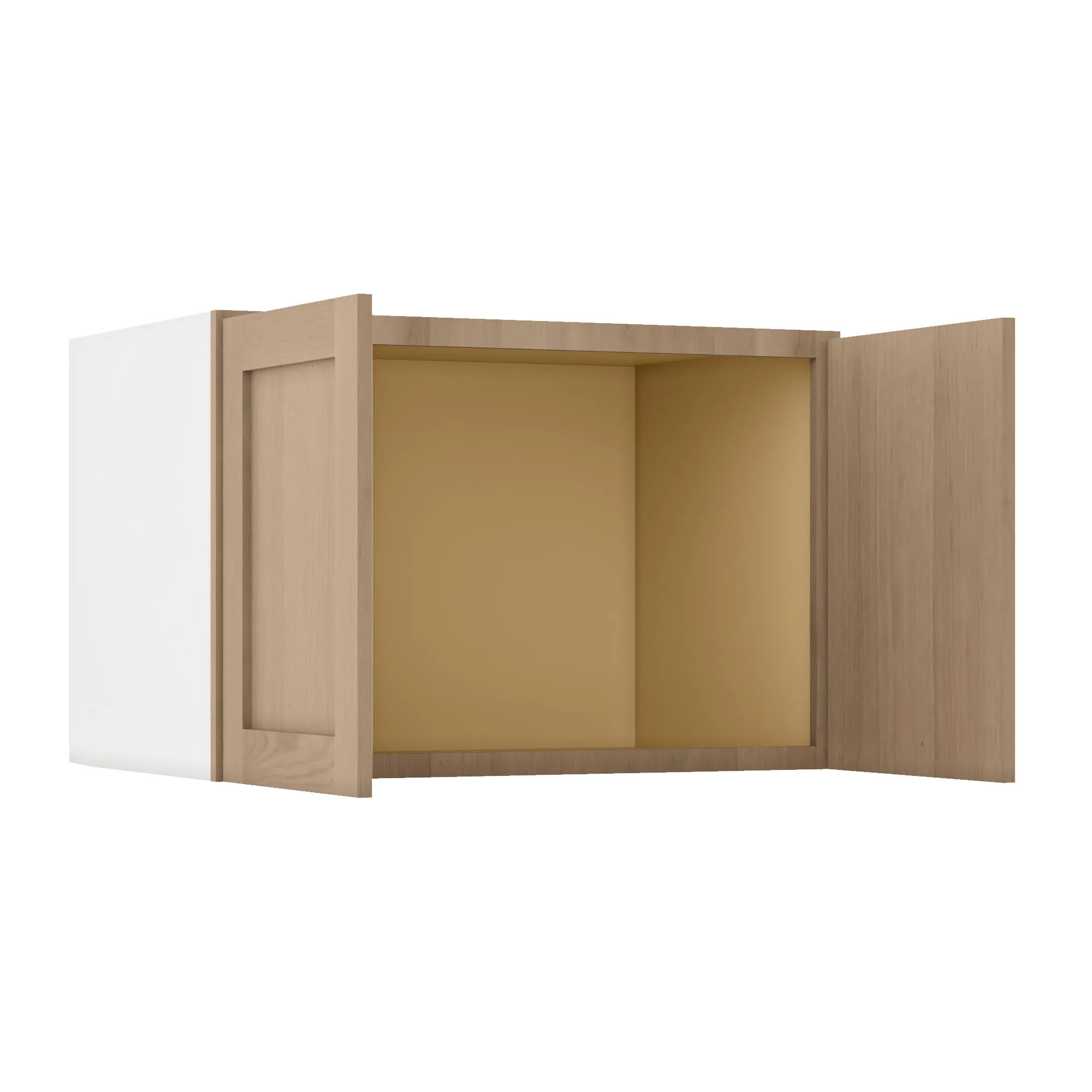 12" Tall 12" Deep Stacker /  Wall Elegant Oak Craftsman Shaker 1-1/4" Overlay Wall Cabinet -  12", 15", 18", 21", 24", 27", 30", 33" & 36" Wide