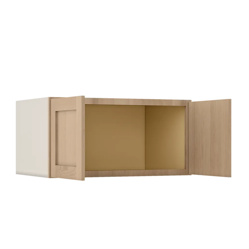 12" Tall 12" Deep Stacker /  Wall Elegant Oak Craftsman Shaker 1-1/4" Overlay Wall Cabinet -  12", 15", 18", 21", 24", 27", 30", 33" & 36" Wide