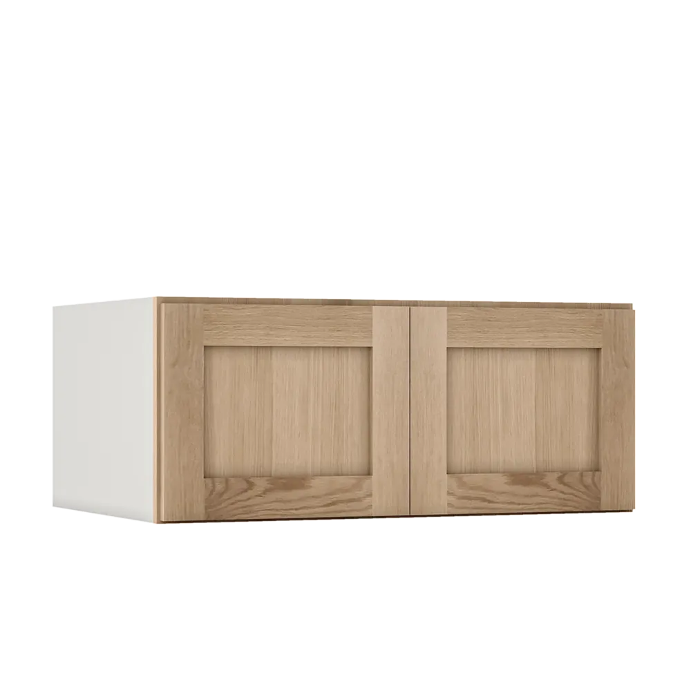 12" Tall 12" Deep Stacker /  Wall Elegant Oak Craftsman Shaker 1-1/4" Overlay Wall Cabinet -  12", 15", 18", 21", 24", 27", 30", 33" & 36" Wide