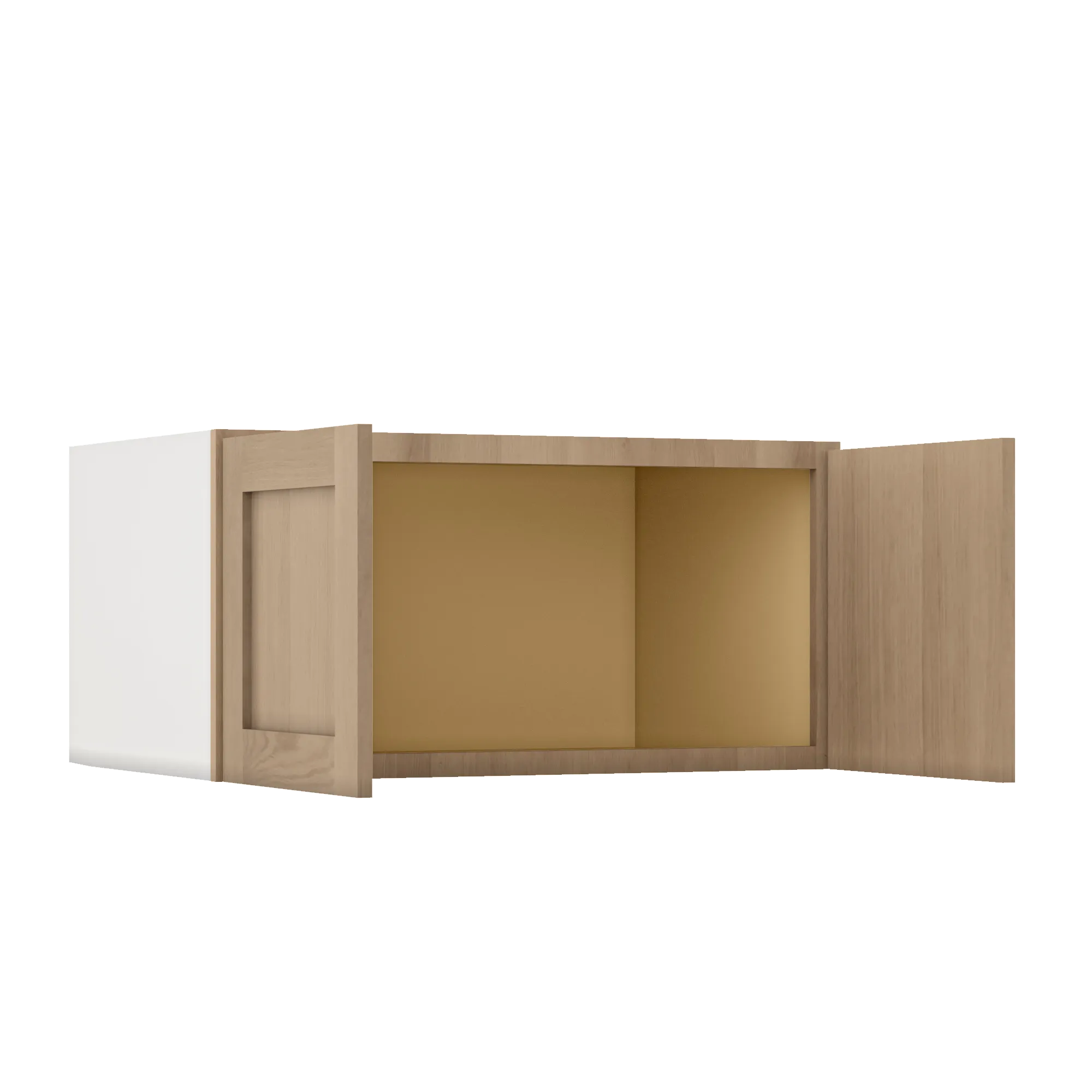 12" Tall 12" Deep Stacker /  Wall Elegant Oak Craftsman Shaker 1-1/4" Overlay Wall Cabinet -  12", 15", 18", 21", 24", 27", 30", 33" & 36" Wide