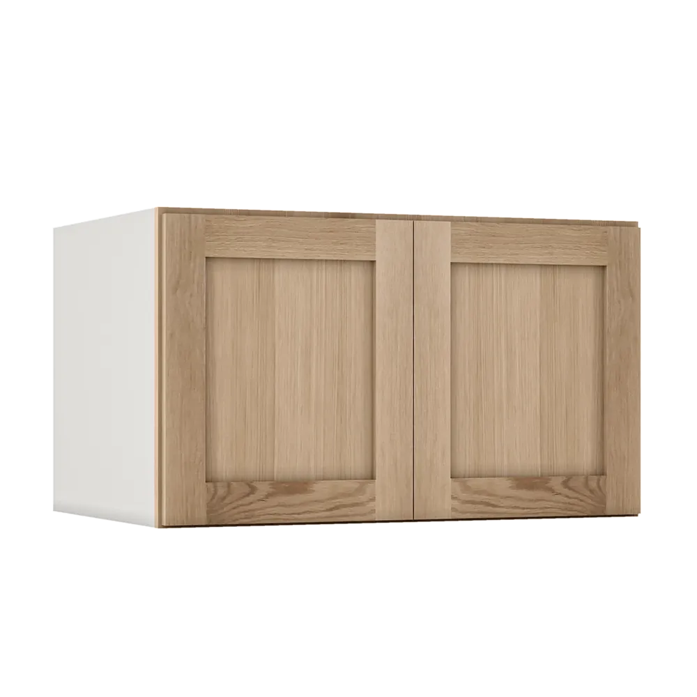 12" Tall 12" Deep Stacker /  Wall Elegant Oak Craftsman Shaker 1-1/4" Overlay Wall Cabinet -  12", 15", 18", 21", 24", 27", 30", 33" & 36" Wide