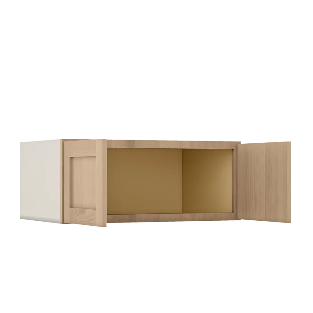 12" Tall 12" Deep Stacker /  Wall Elegant Oak Craftsman Shaker 1-1/4" Overlay Wall Cabinet -  12", 15", 18", 21", 24", 27", 30", 33" & 36" Wide
