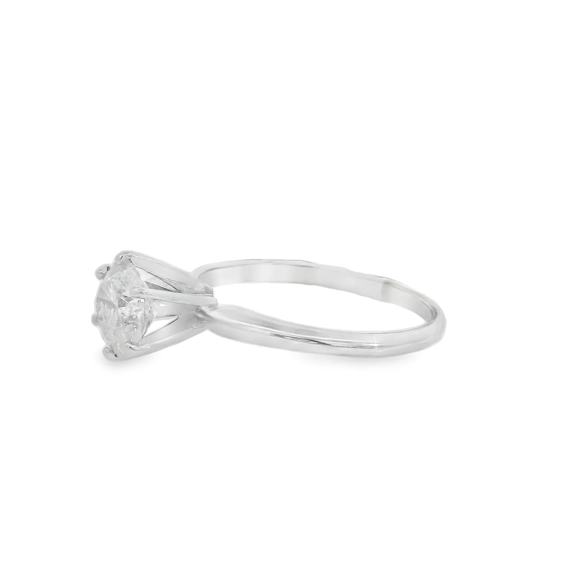 14K White Round Diamond 1.21Ct Solitaire Engagement Ring