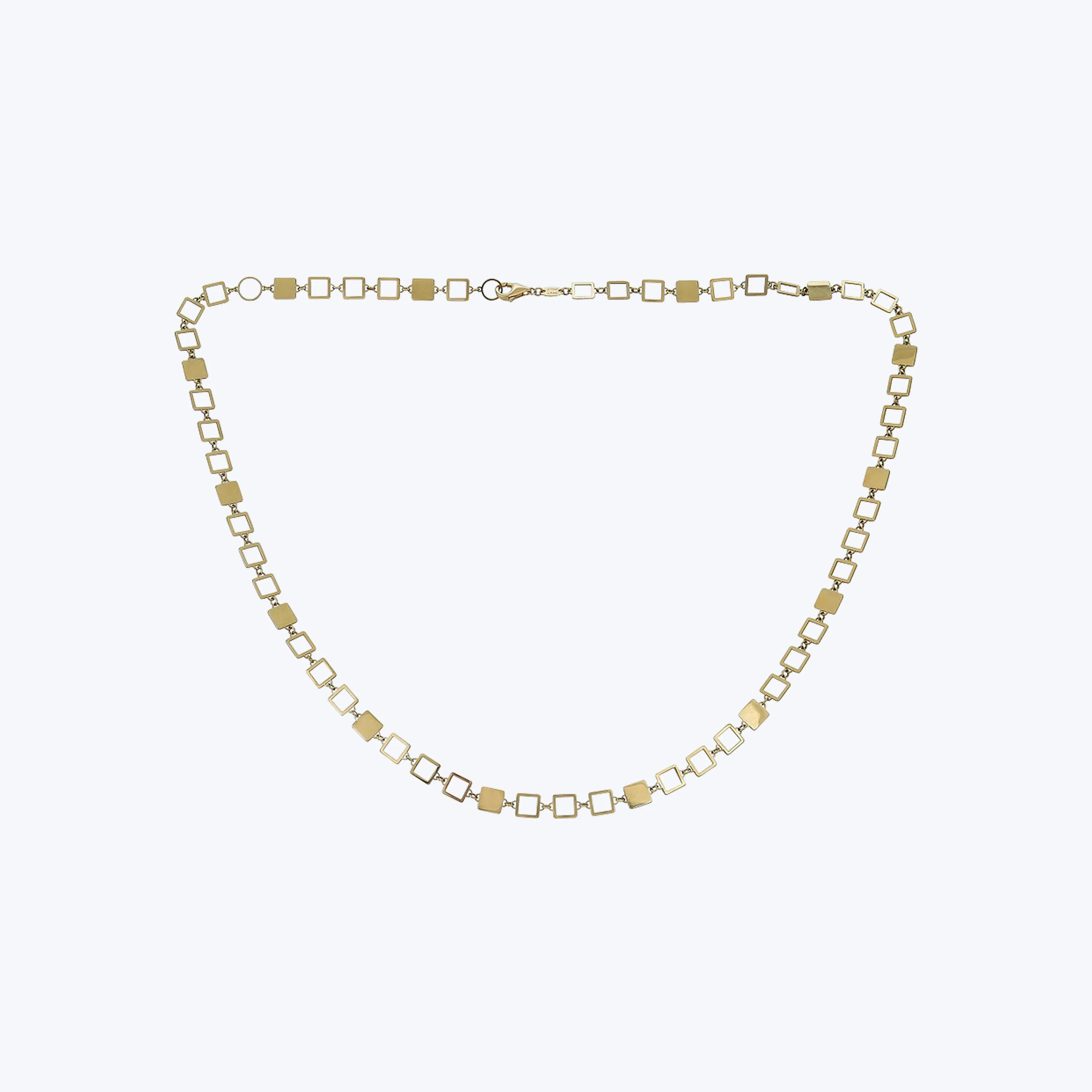 14K Yellow Gold Square Necklace