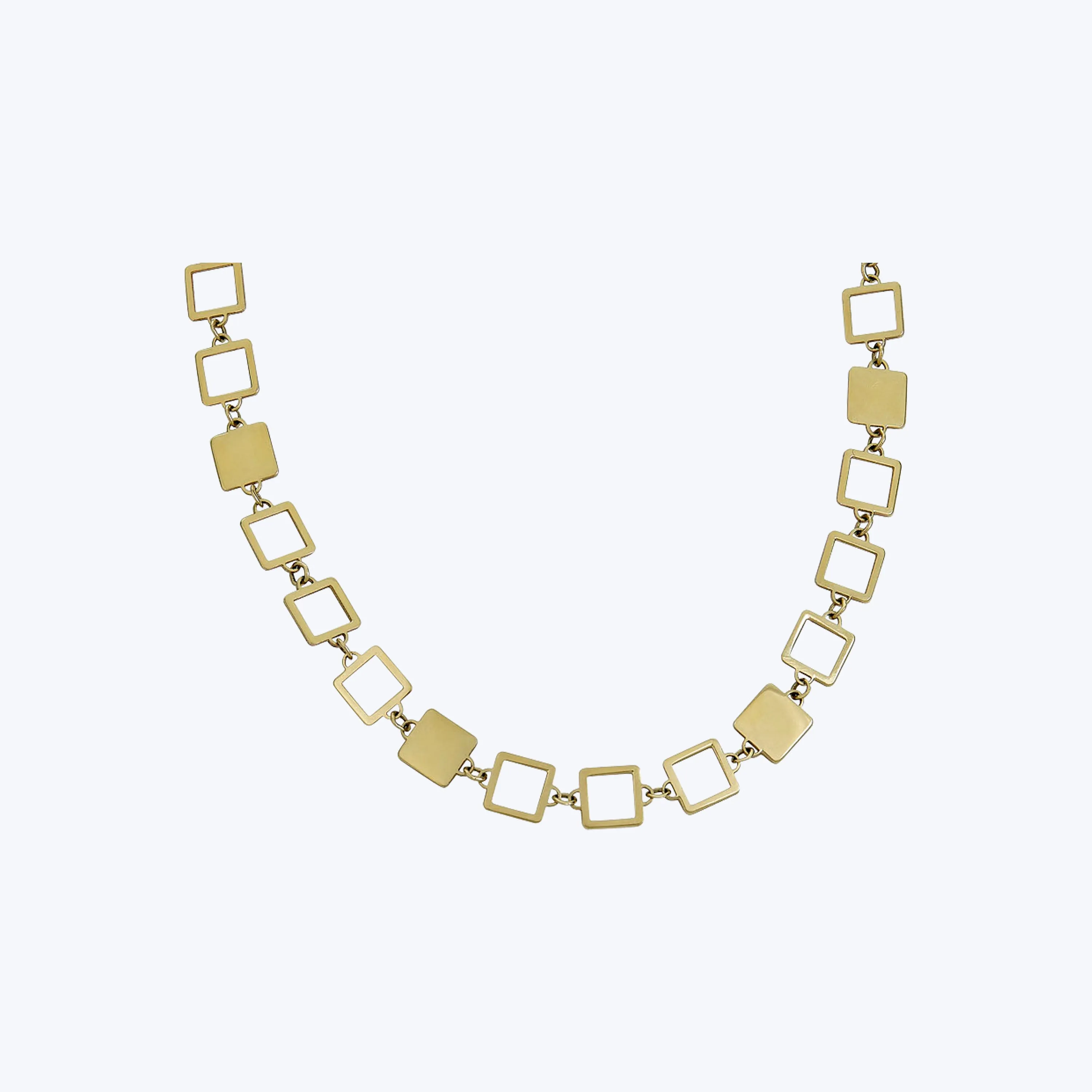 14K Yellow Gold Square Necklace
