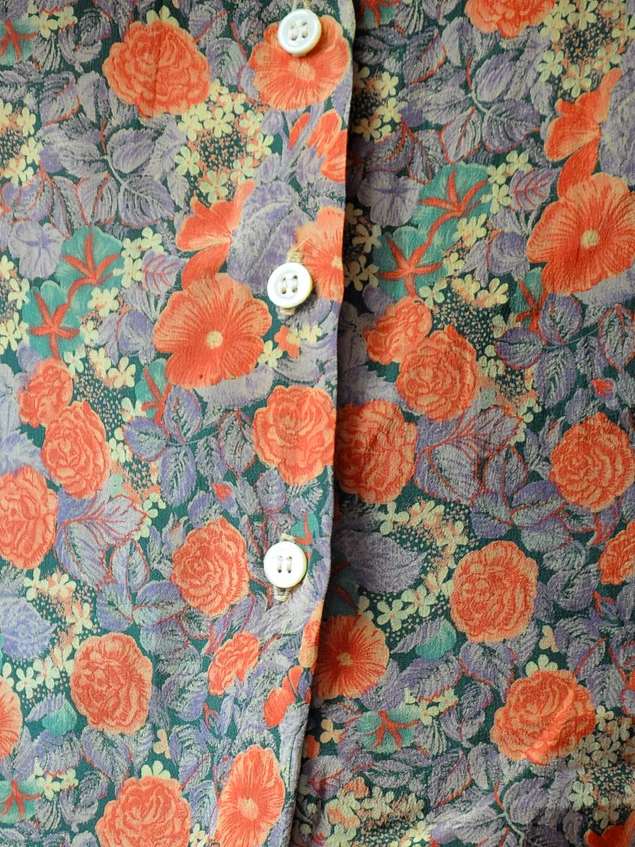 1970's French Floral Silk Blouse