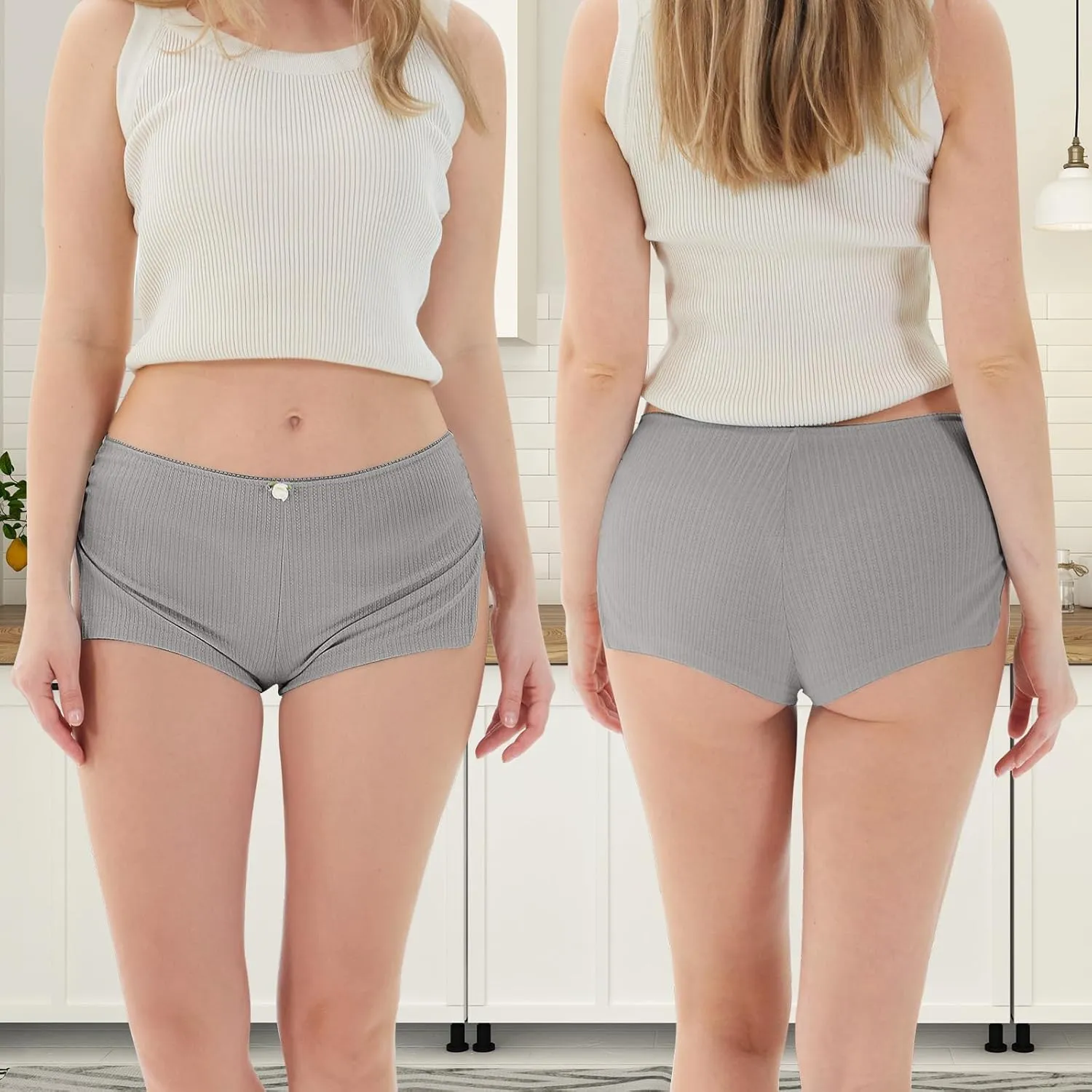 2 Pack Women Y2k Micro Shorts Low Waist Side Slit Mini Lounge Stretch Shorts Pj Bottom