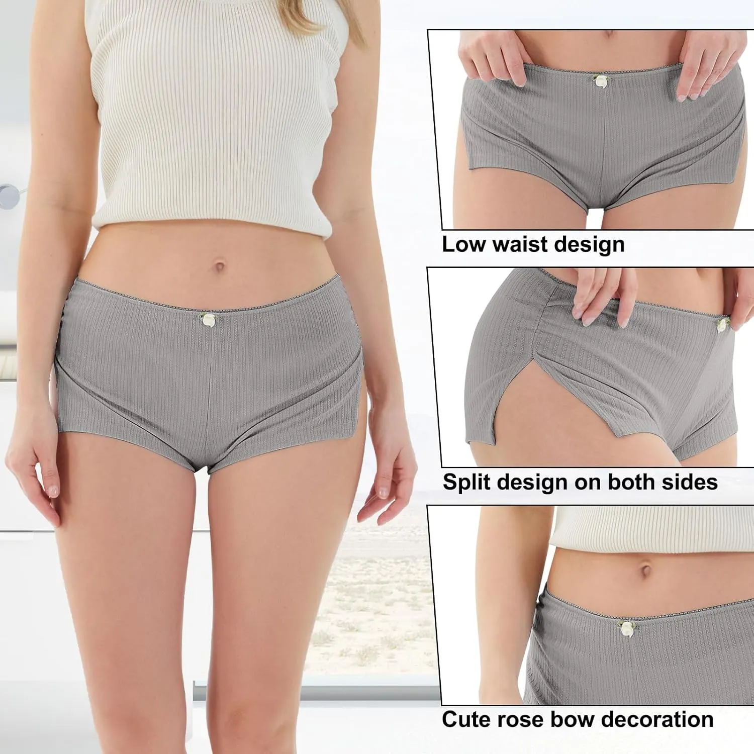 2 Pack Women Y2k Micro Shorts Low Waist Side Slit Mini Lounge Stretch Shorts Pj Bottom