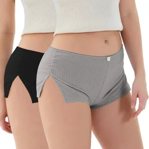2 Pack Women Y2k Micro Shorts Low Waist Side Slit Mini Lounge Stretch Shorts Pj Bottom