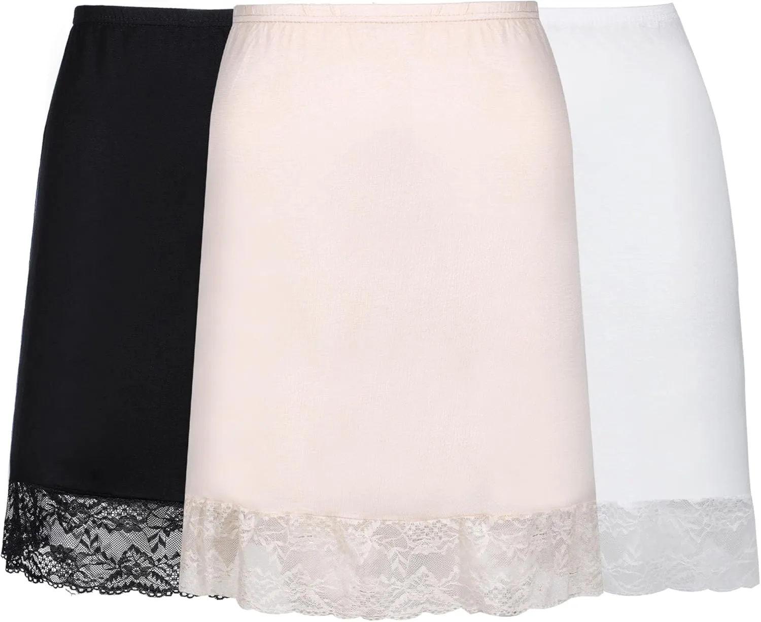 3 Pieces Half Slips for Under Dresses Lace Half Slip Dress for Women with Short Lace Trim Above Knee Adjustable Underskirt