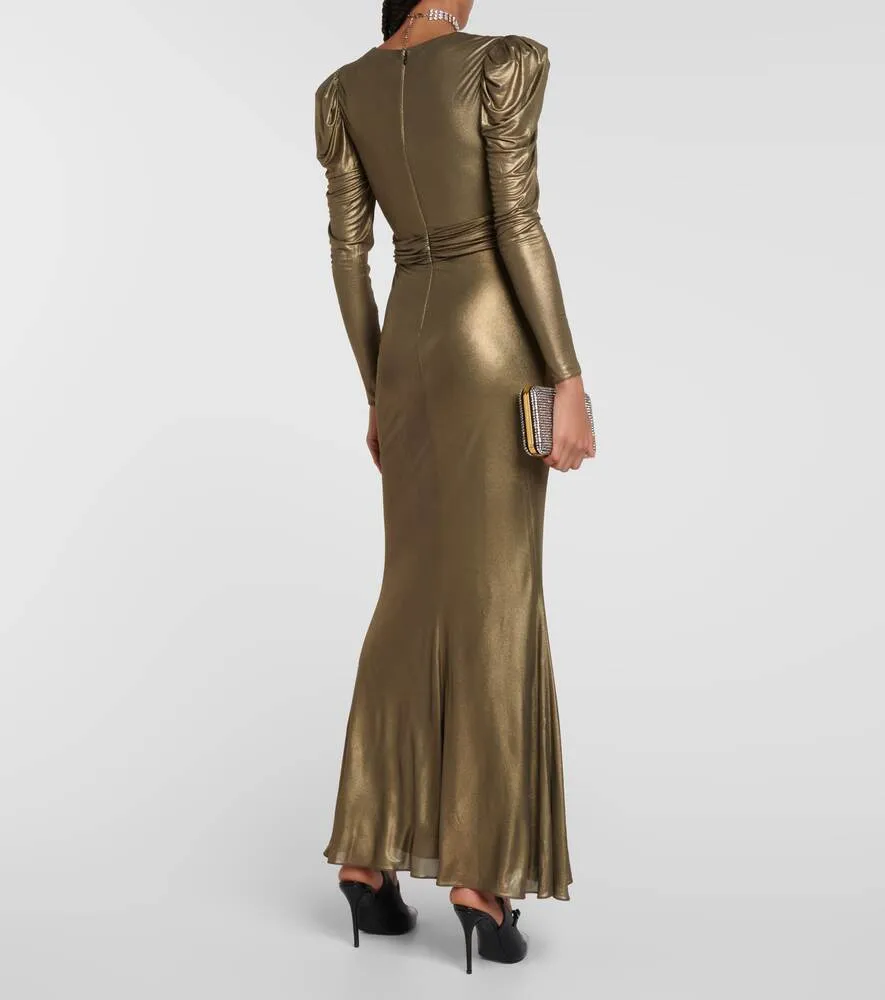 ALESSANDRA RICH Metallic Embellished Dress, Gold