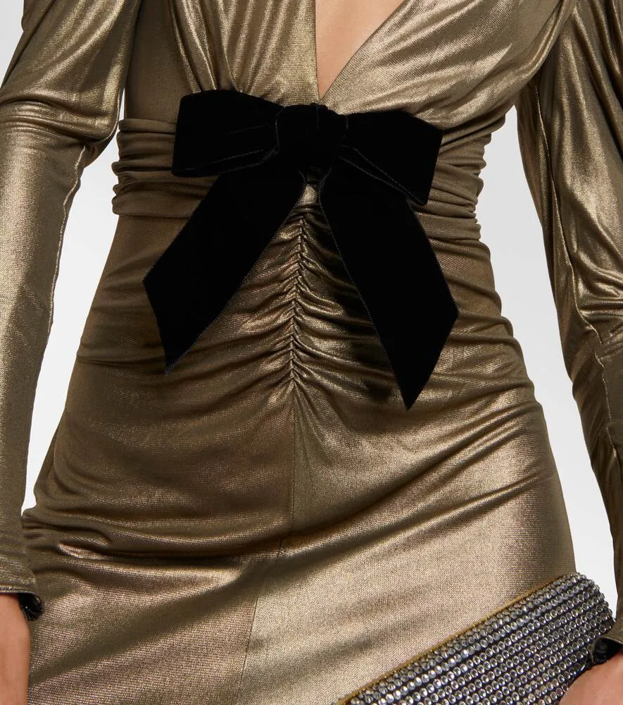 ALESSANDRA RICH Metallic Embellished Dress, Gold