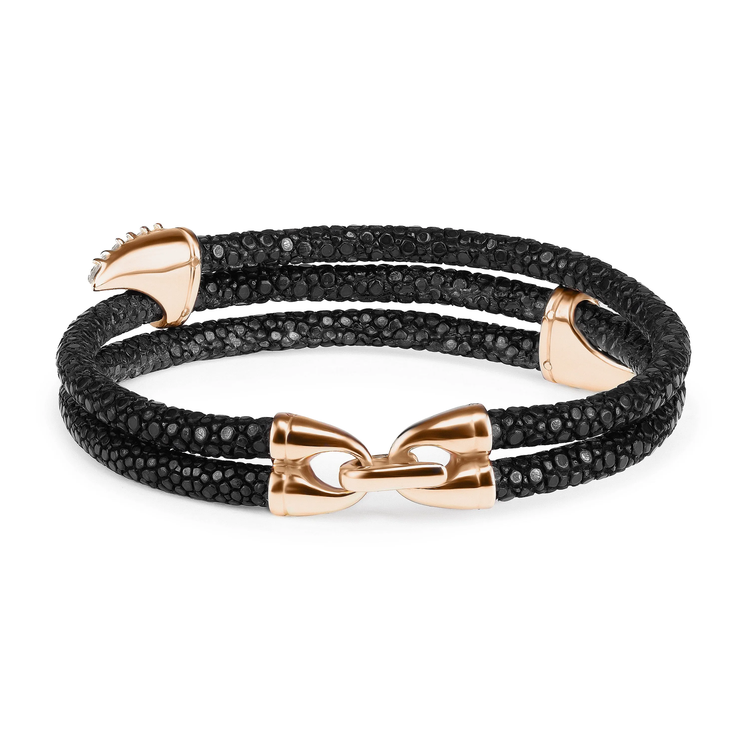 B439 StingHD Black Rose Gold Diamonds Shark Tooth