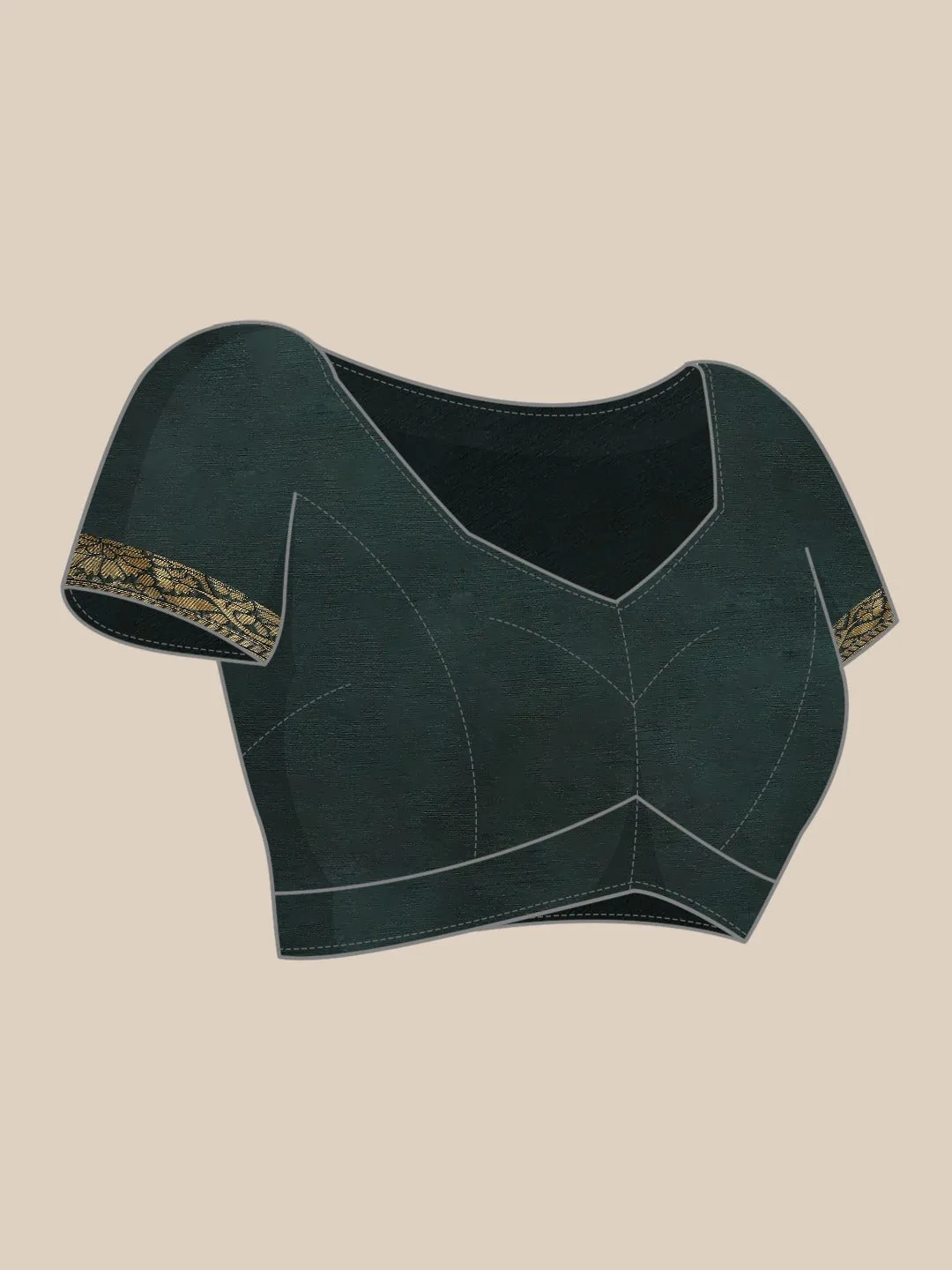 Bottle Green Polka Dot Zari Woven Banarasi Saree