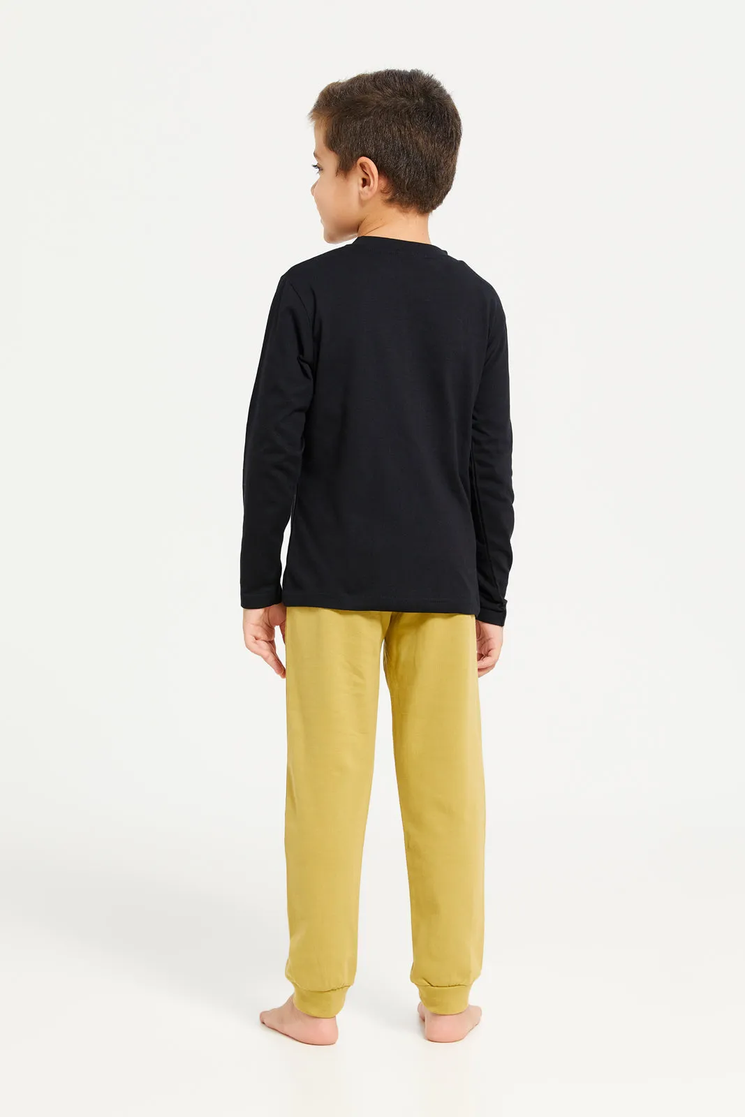 Boys Black And Yellow PlayStation Print Long Sleeve Pyjama Set (2 Piece)