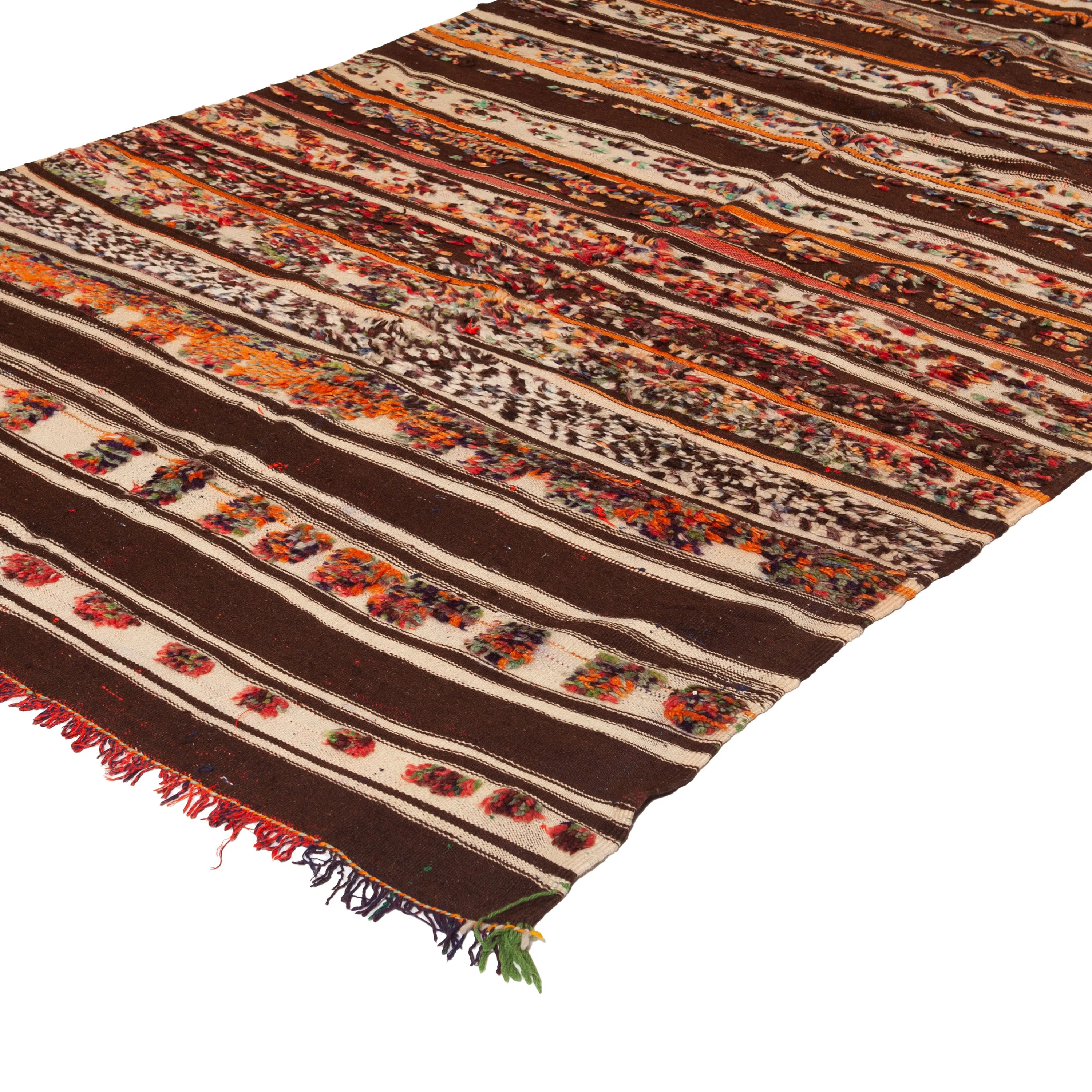 Brown Wool Kilim Rug - 4'10" x 10'4"