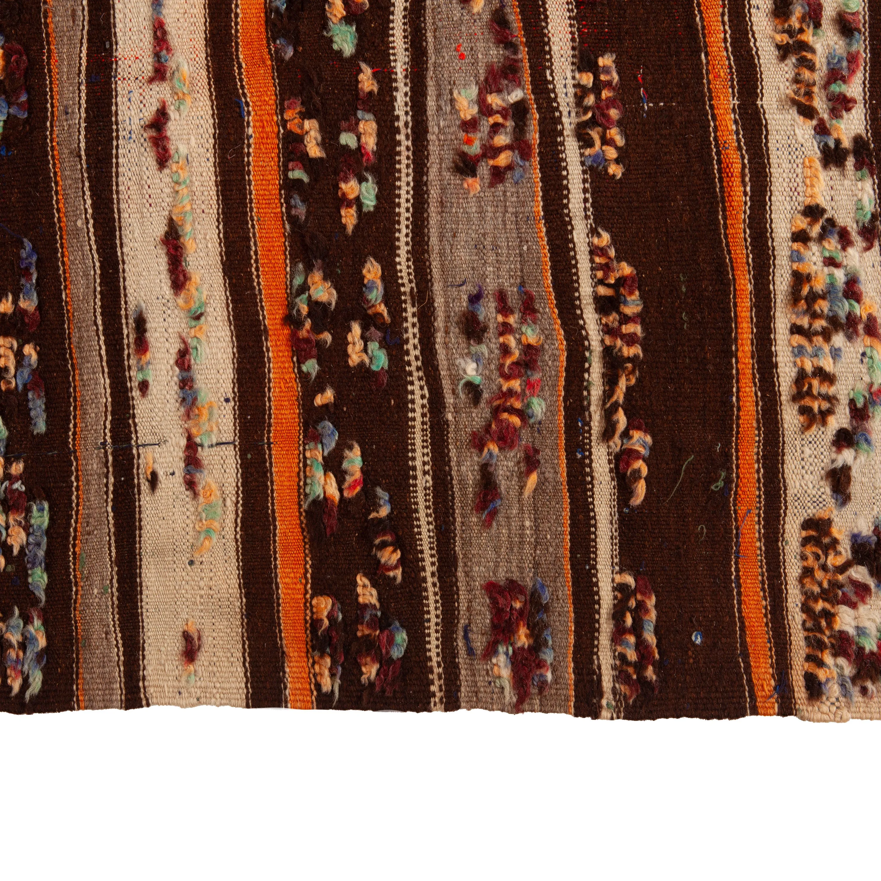 Brown Wool Kilim Rug - 4'10" x 10'4"