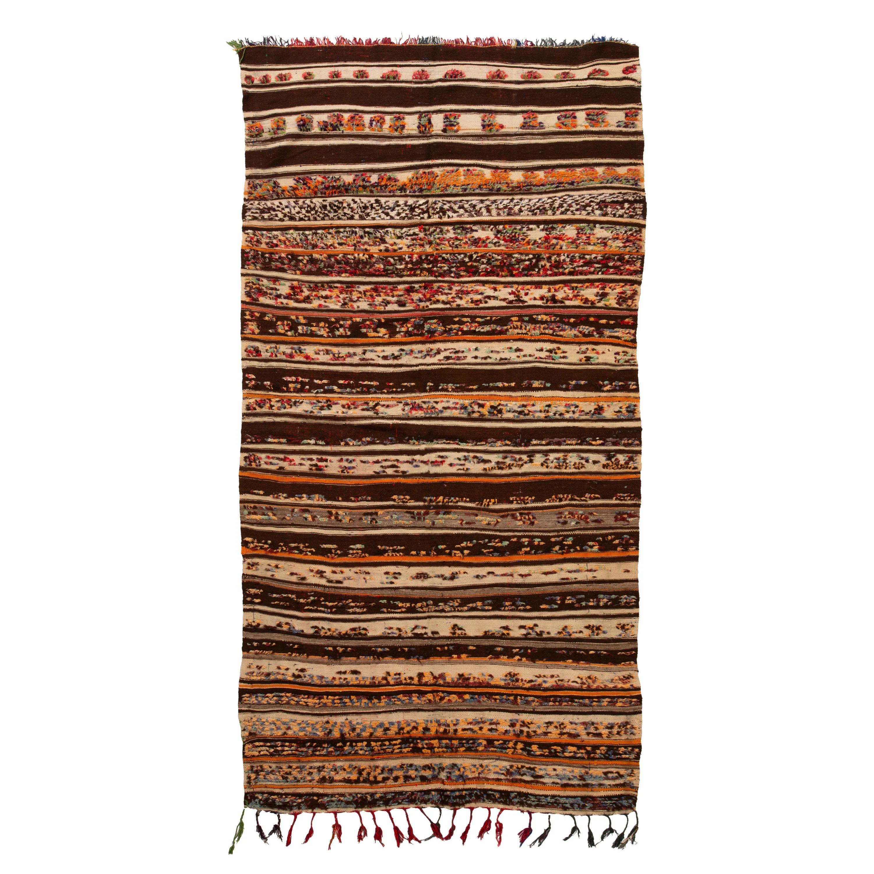 Brown Wool Kilim Rug - 4'10" x 10'4"