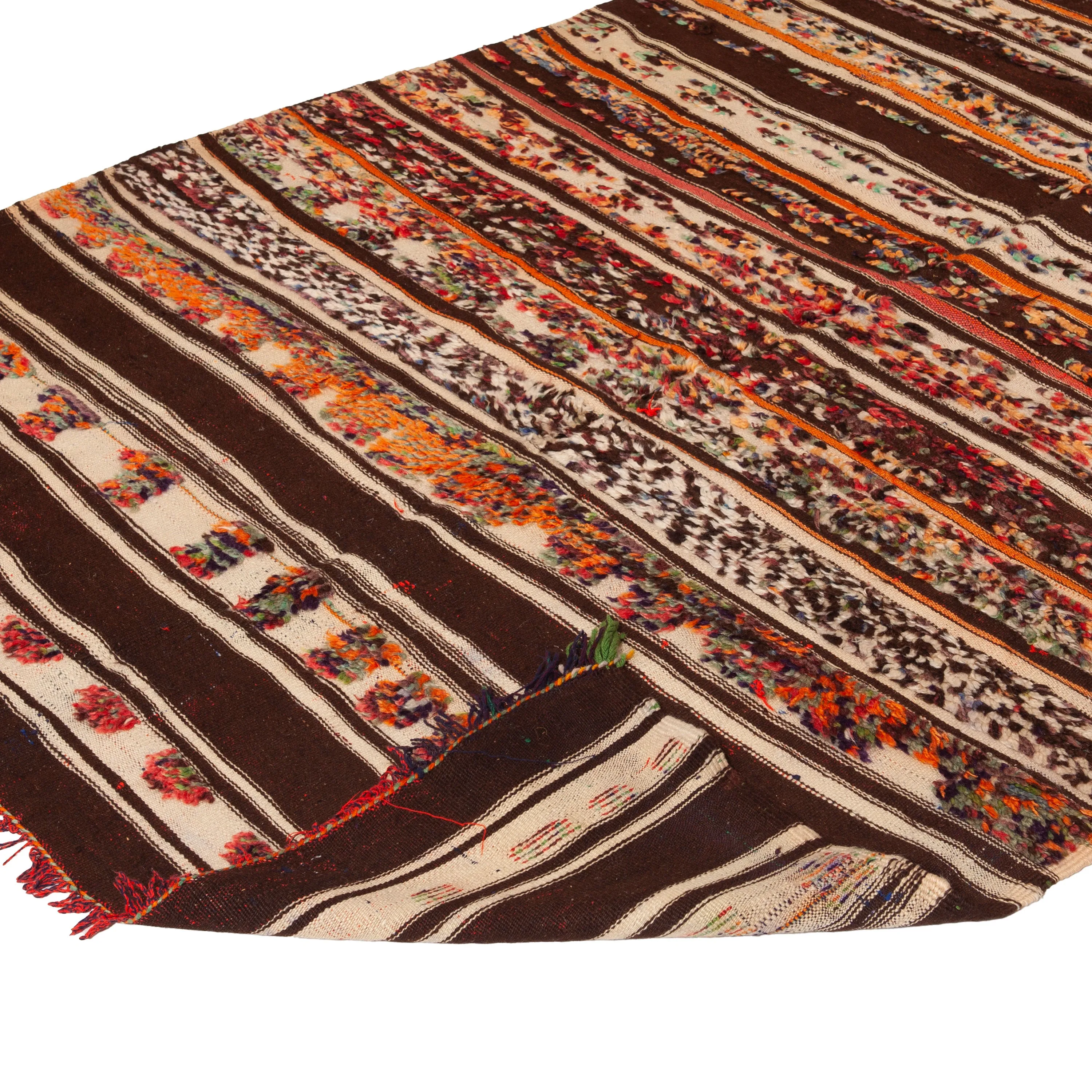 Brown Wool Kilim Rug - 4'10" x 10'4"