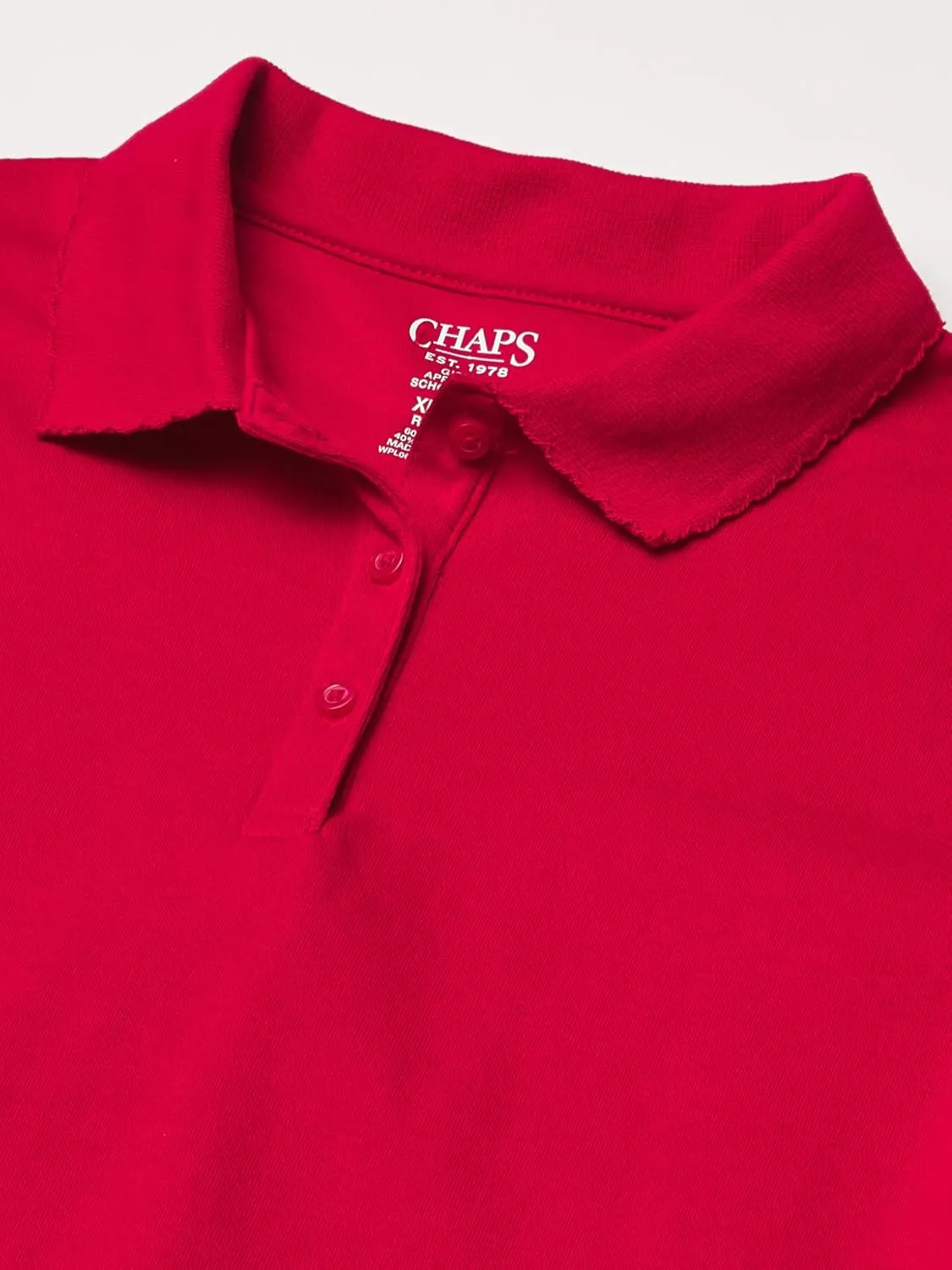 Chaps Girls' School Uniform Short Sleeve Interlock Polo