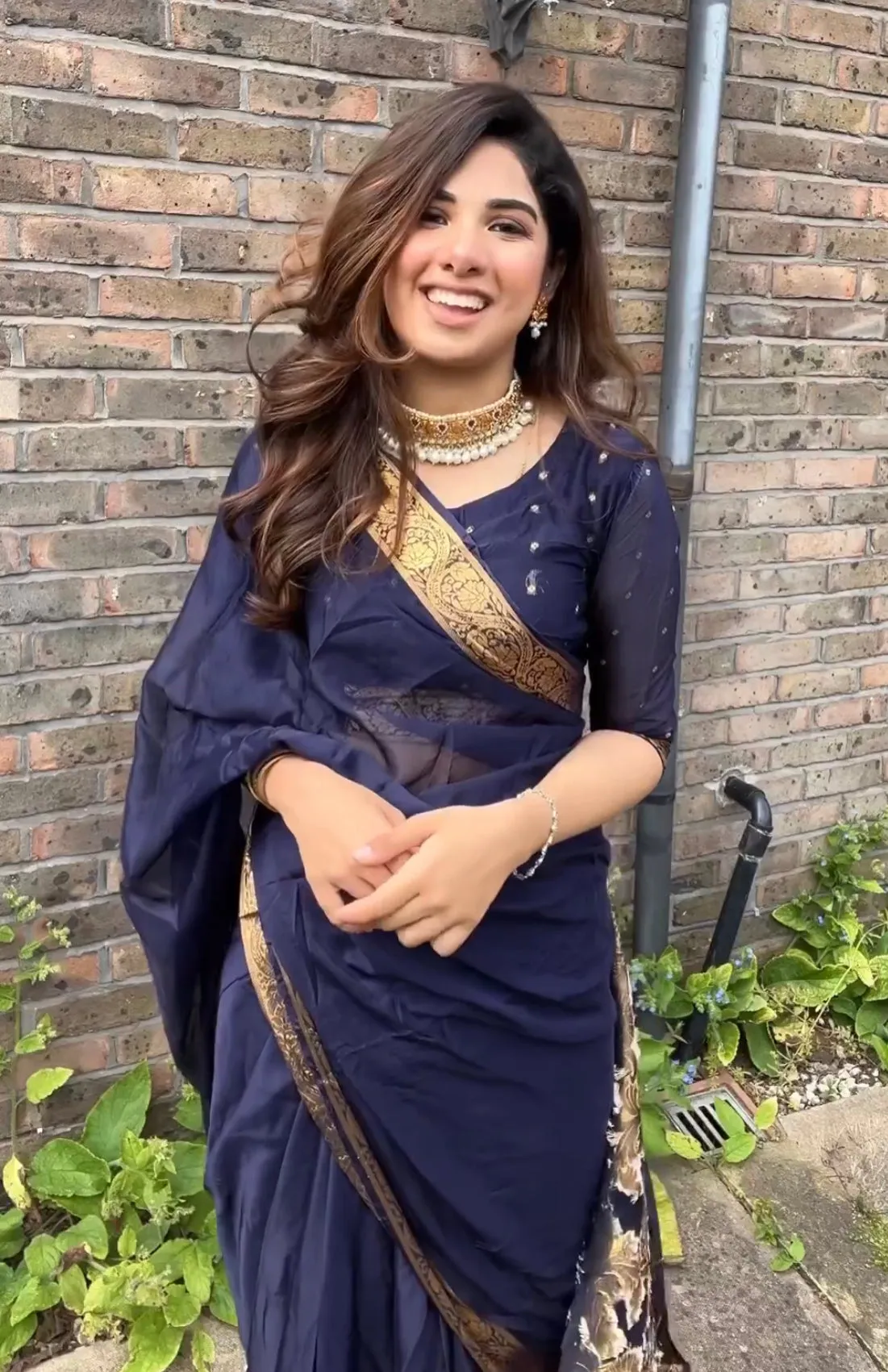 Chiffon Silk Banarsi - Navy Blue