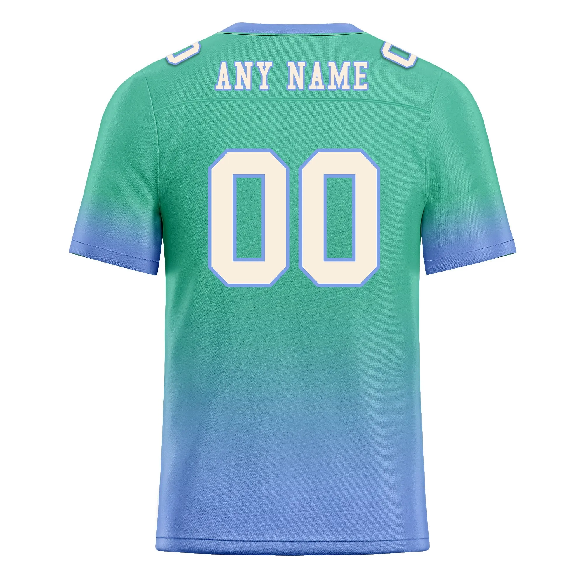 Custom Mint Green Blue Fade Fashion Personalized Authentic Football Jersey FBJ02-D06105