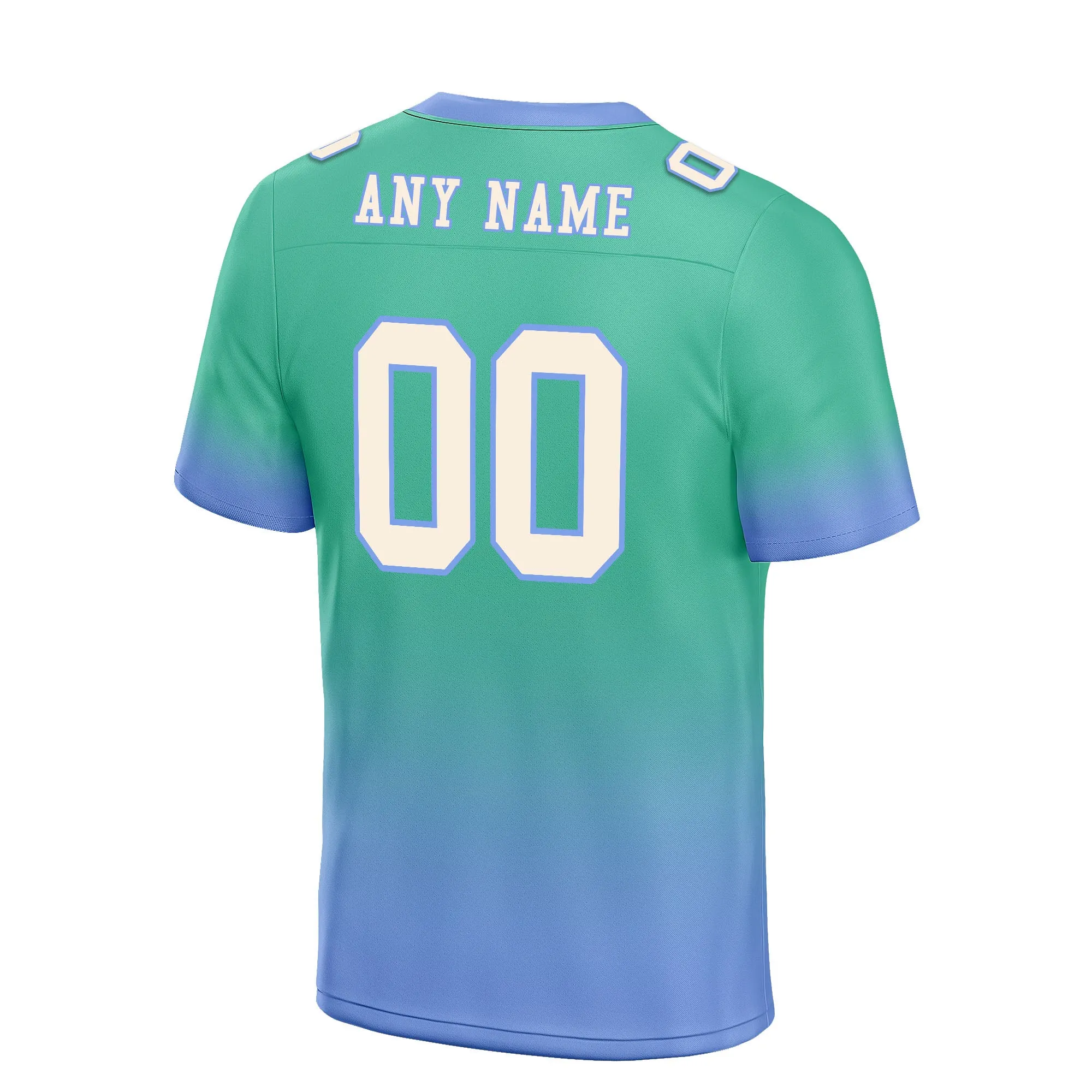 Custom Mint Green Blue Fade Fashion Personalized Authentic Football Jersey FBJ02-D06105