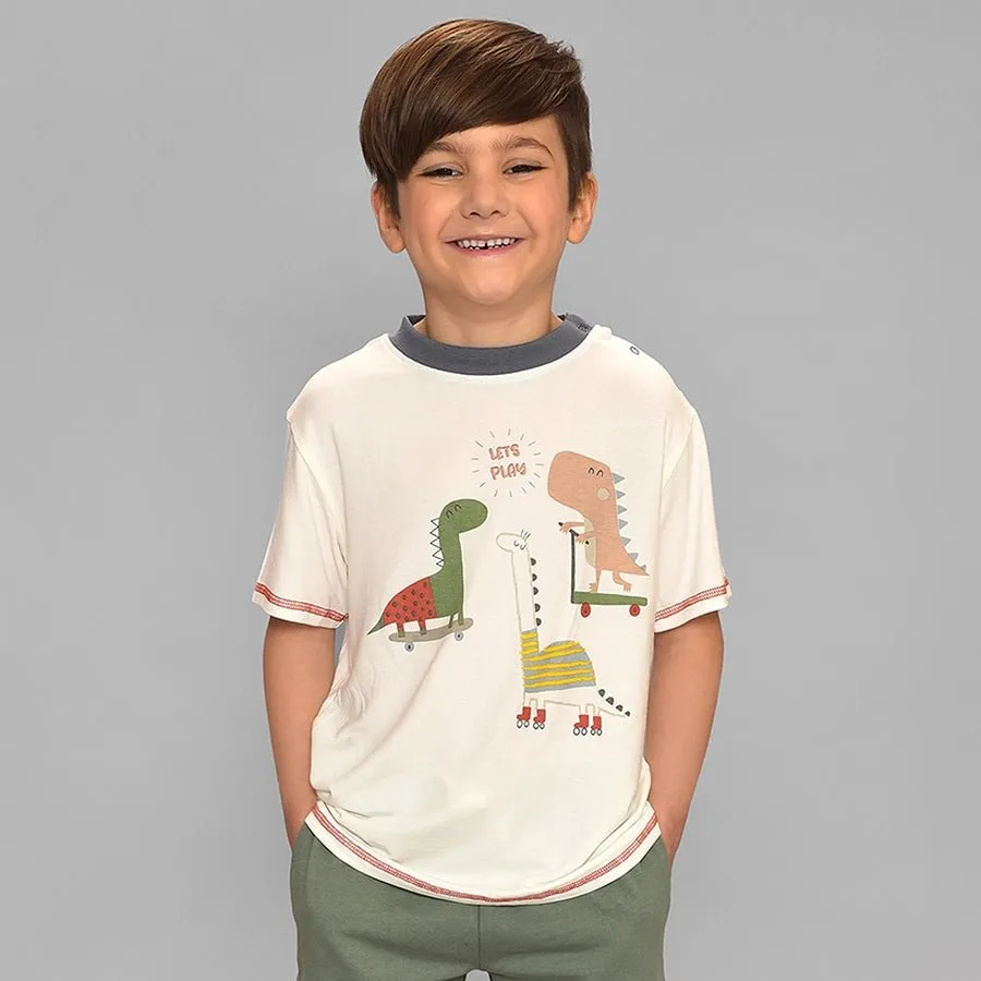 Dinomite Knitted White Play T-shirt