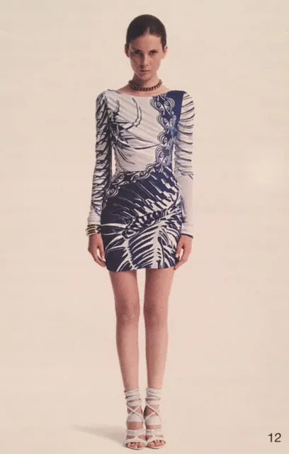 Emilio Pucci - Blue and White Print Long Sleeve Dress - IT 42