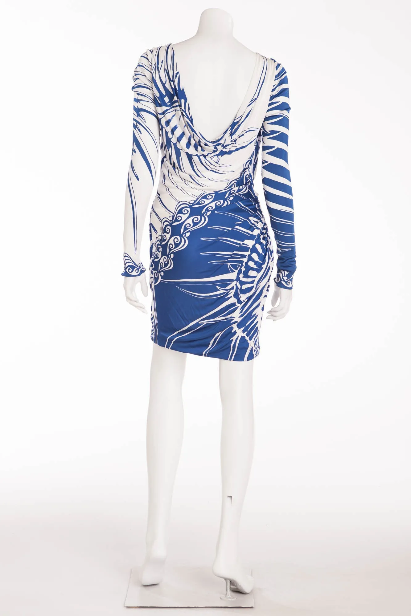 Emilio Pucci - Blue and White Print Long Sleeve Dress - IT 42