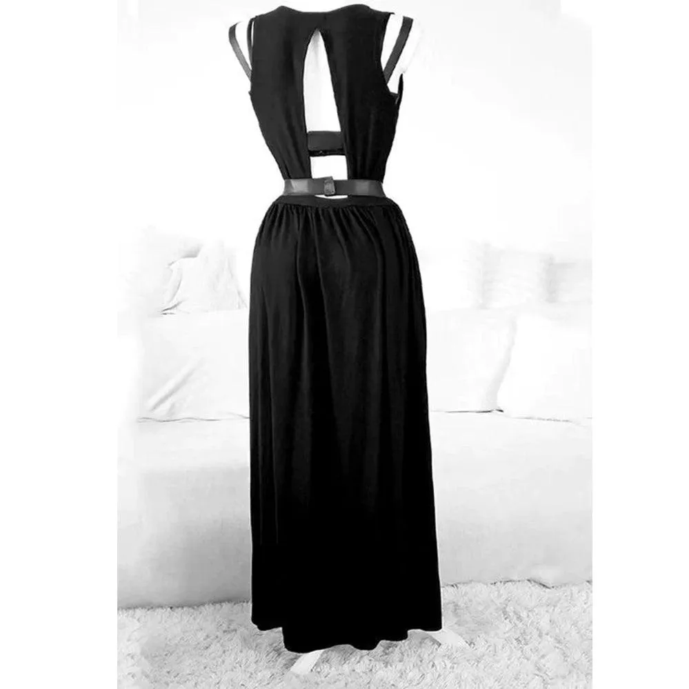 Gothic Split Long Dress, Sexy Vestido Bustier For Women