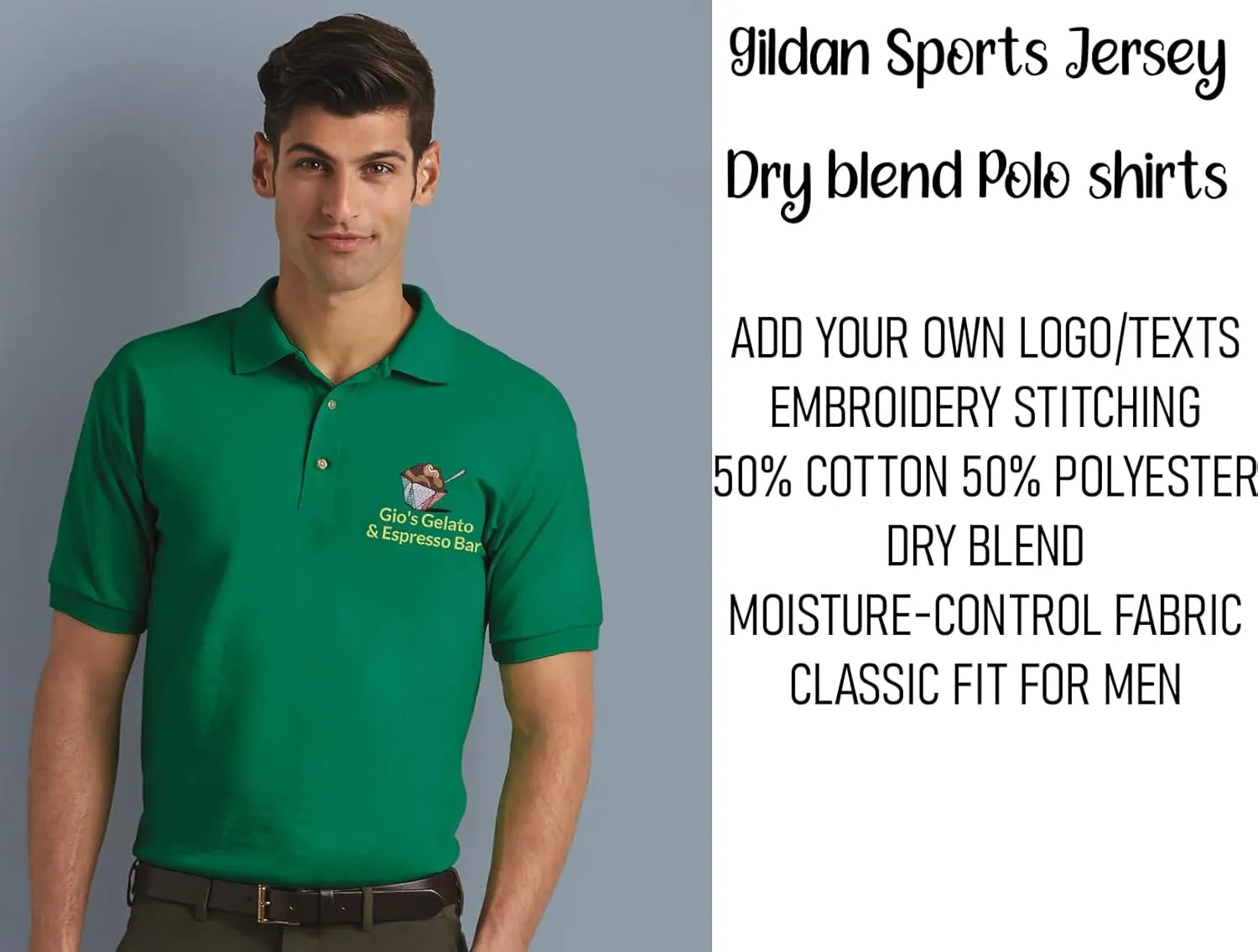 INK STITCH 8800 Custom Embroidery Personalized Logo Texts Dry Blend Jersey Polo Shirts
