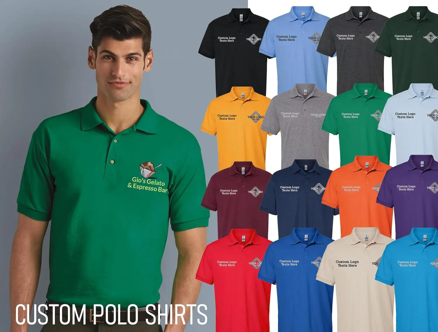 INK STITCH 8800 Custom Embroidery Personalized Logo Texts Dry Blend Jersey Polo Shirts