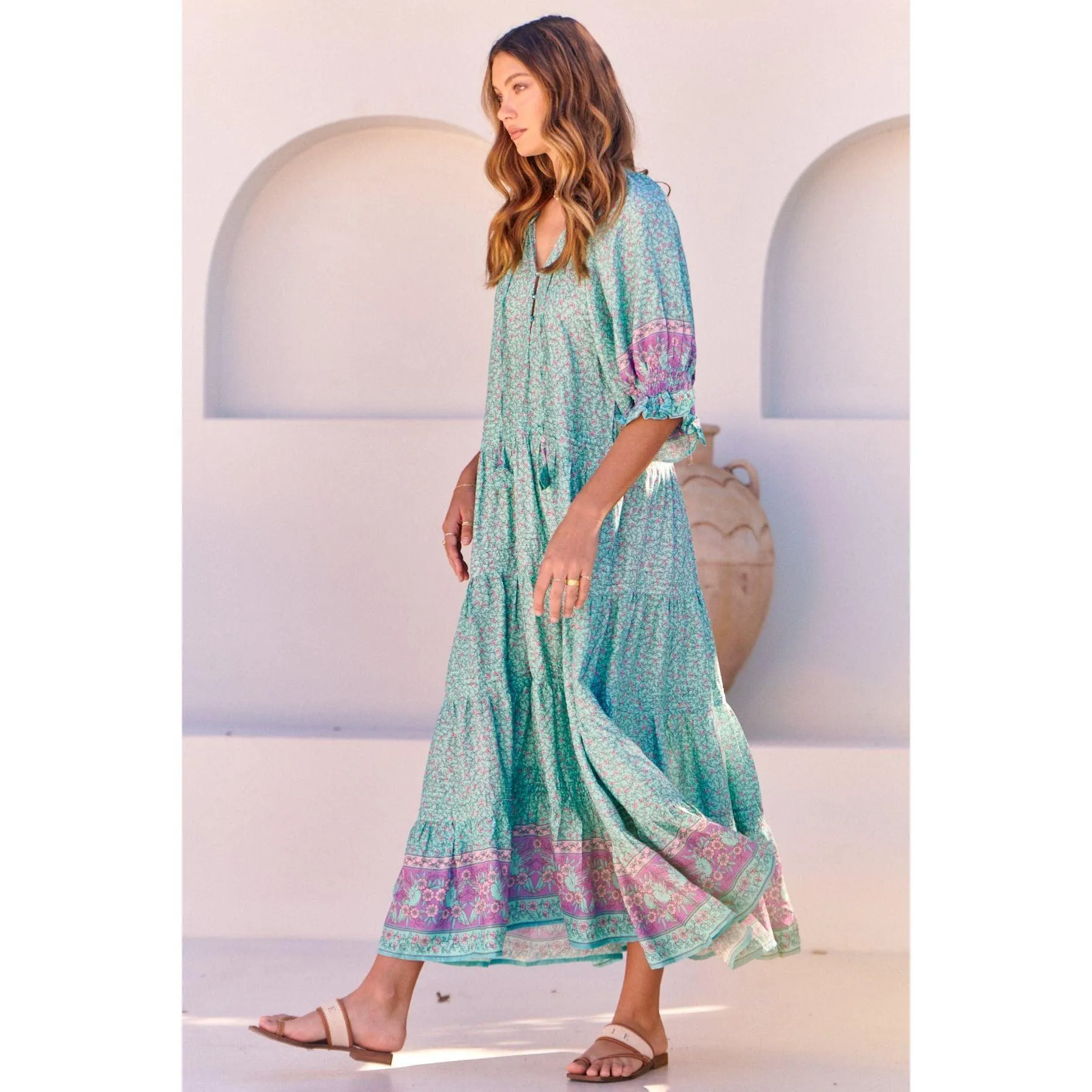 JAASE Aqua Love Birds Woods Maxi Dress