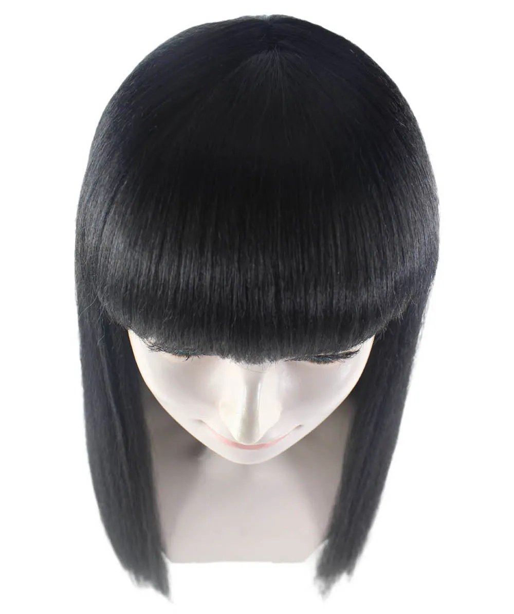 Long Straight Cosplay Black Womens Wig | Horror Ghostly Halloween Wig | Premium Breathable Capless Cap