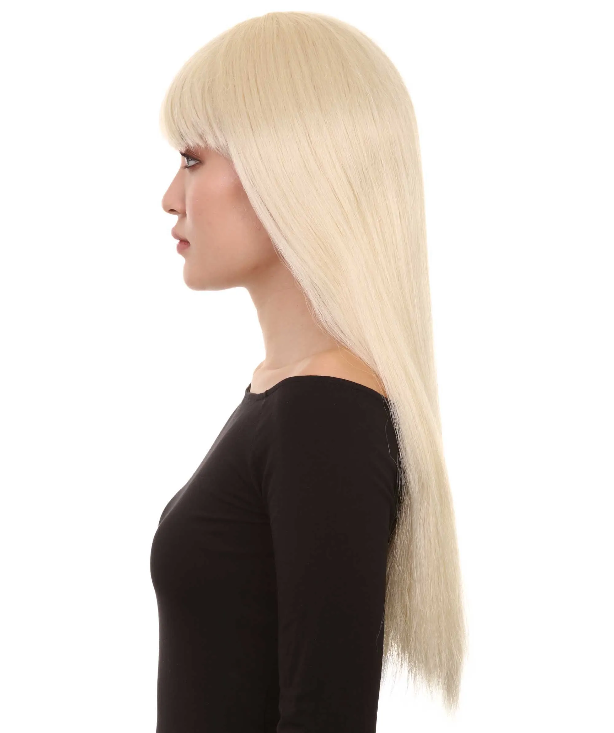 Long Straight Cosplay Black Womens Wig | Horror Ghostly Halloween Wig | Premium Breathable Capless Cap