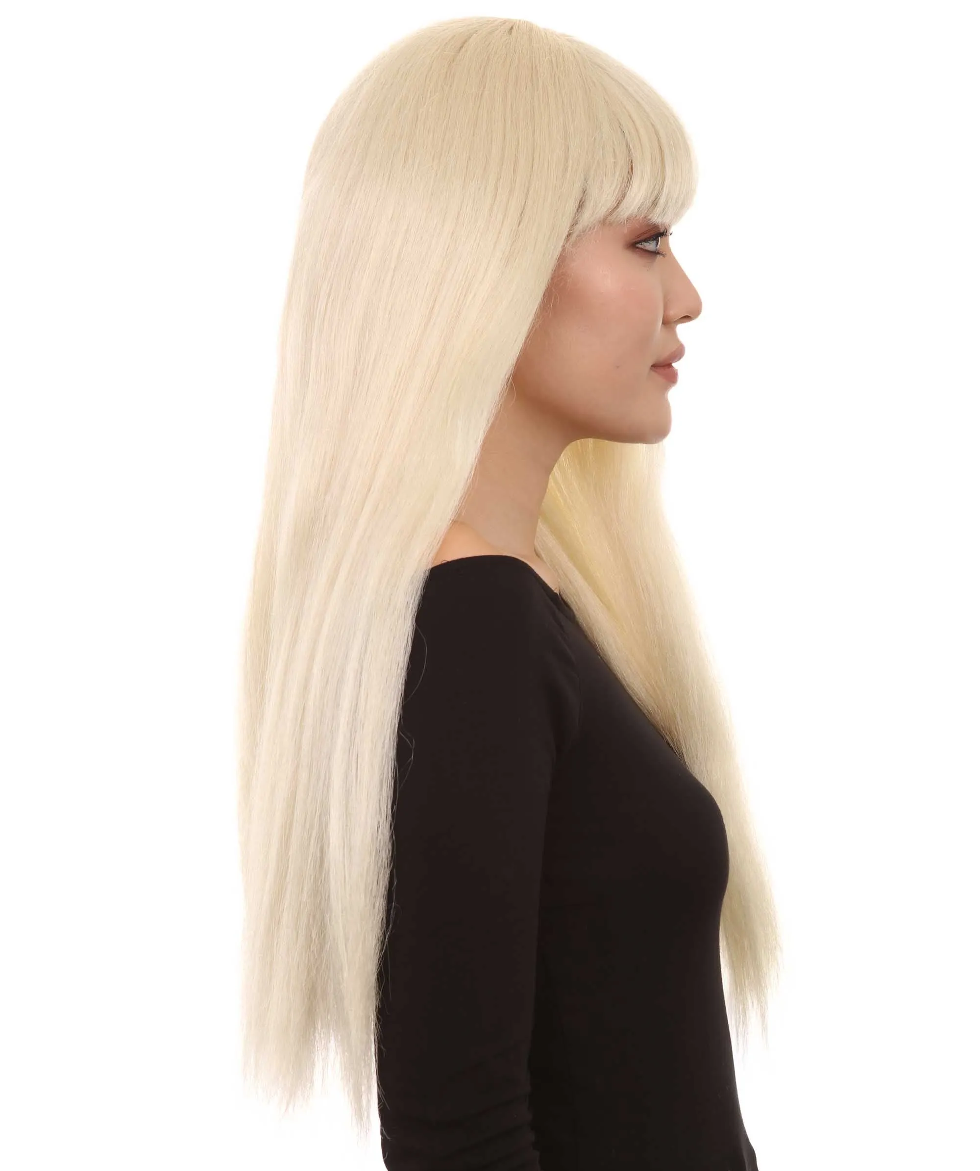 Long Straight Cosplay Black Womens Wig | Horror Ghostly Halloween Wig | Premium Breathable Capless Cap