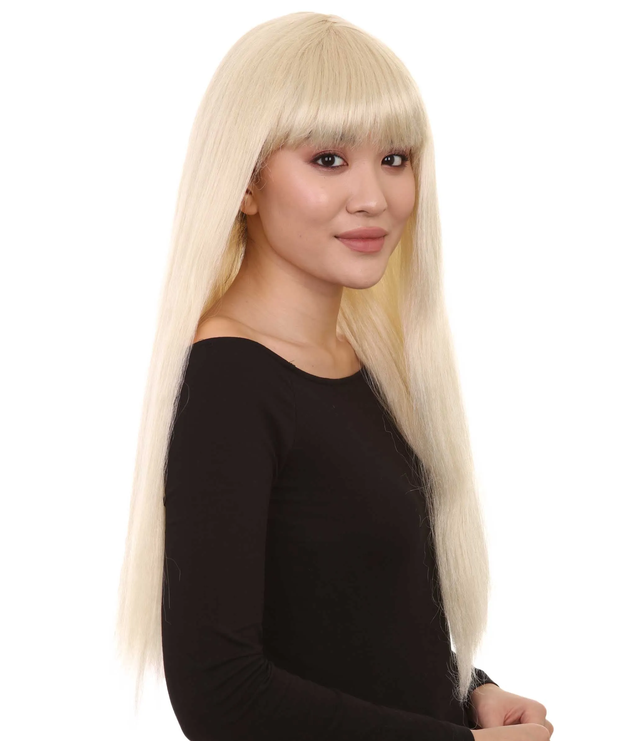 Long Straight Cosplay Black Womens Wig | Horror Ghostly Halloween Wig | Premium Breathable Capless Cap