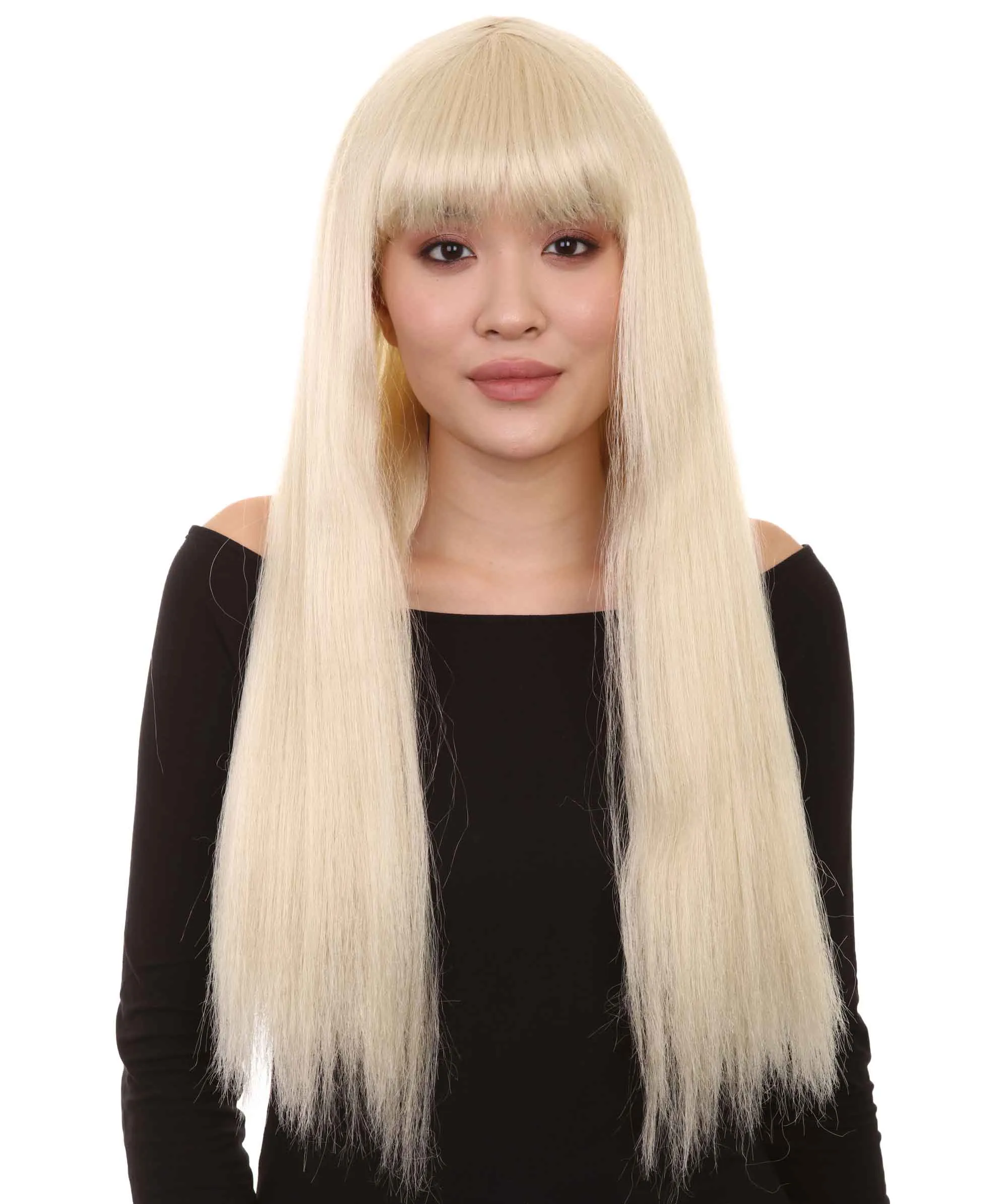 Long Straight Cosplay Black Womens Wig | Horror Ghostly Halloween Wig | Premium Breathable Capless Cap