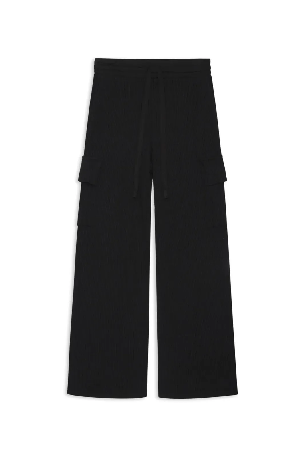 Luxe Thermal Drawstring Cargo Pant, Black