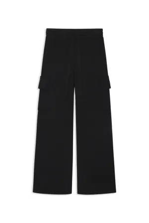 Luxe Thermal Drawstring Cargo Pant, Black