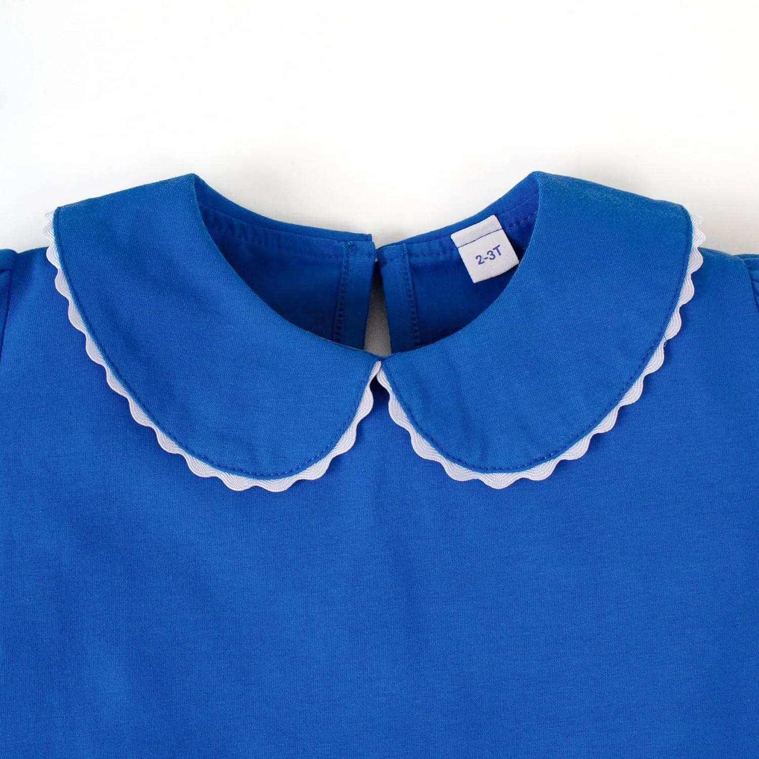 LYSMuch 2-5T Toddler Girls Peter Pan Collar Shirt Puff Short Sleeve Basic Top Blouse Solid Color Tee