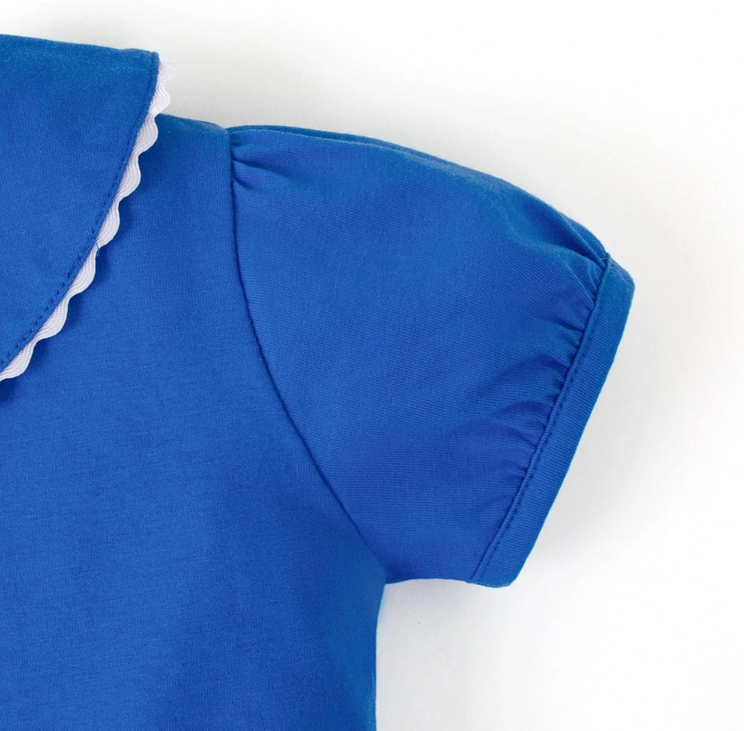 LYSMuch 2-5T Toddler Girls Peter Pan Collar Shirt Puff Short Sleeve Basic Top Blouse Solid Color Tee