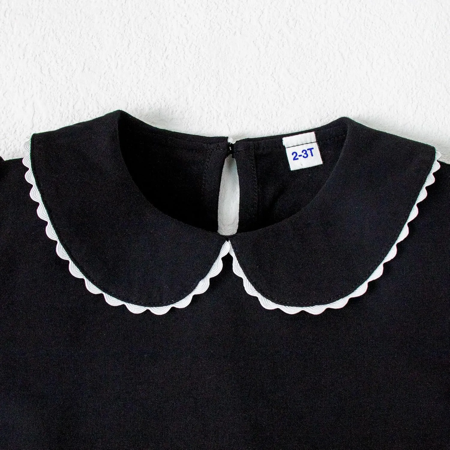 LYSMuch 2-5T Toddler Girls Peter Pan Collar Shirt Puff Short Sleeve Basic Top Blouse Solid Color Tee