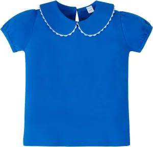 LYSMuch 2-5T Toddler Girls Peter Pan Collar Shirt Puff Short Sleeve Basic Top Blouse Solid Color Tee