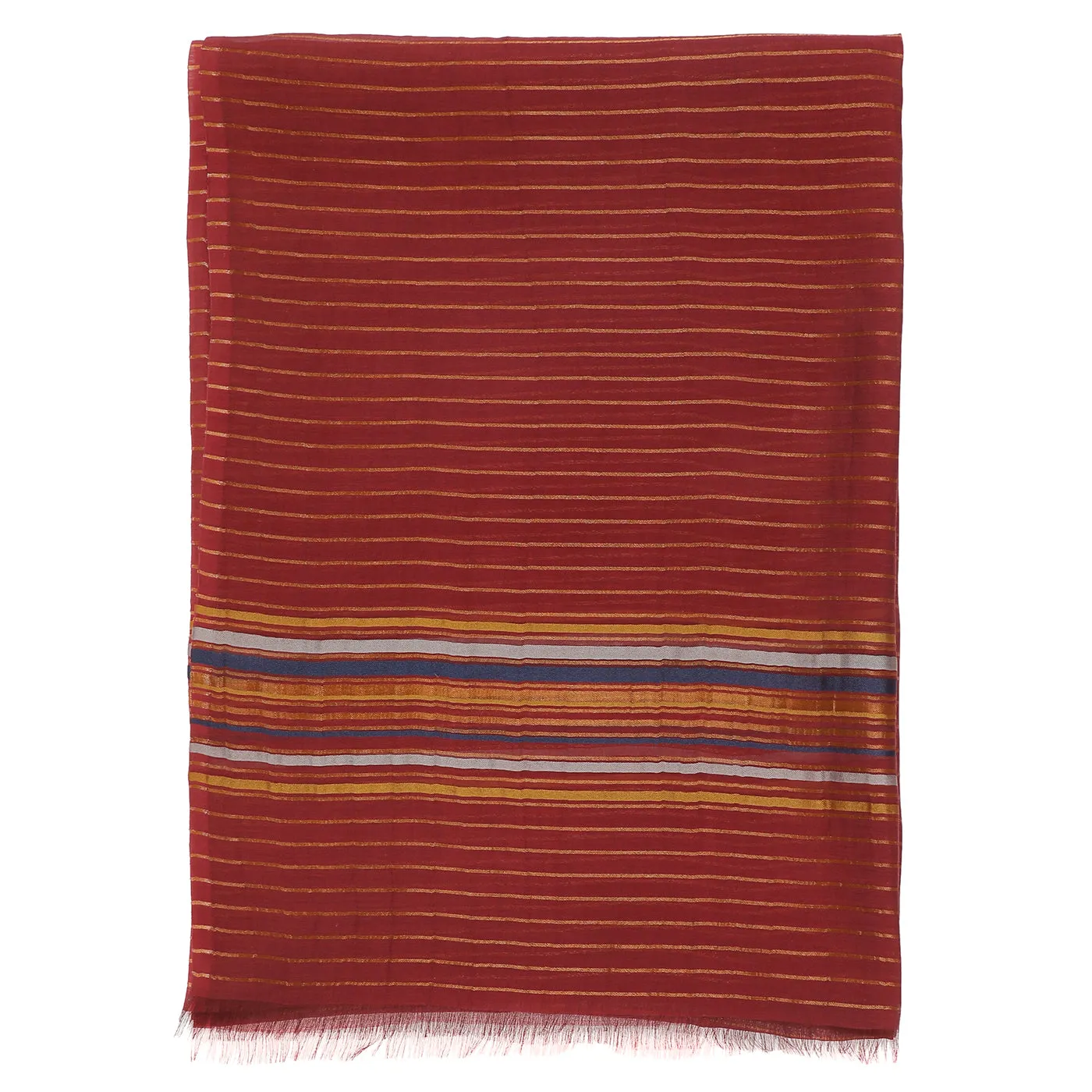 Maroon with Yellow Striped Dupatta