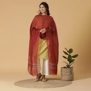 Maroon with Yellow Striped Dupatta