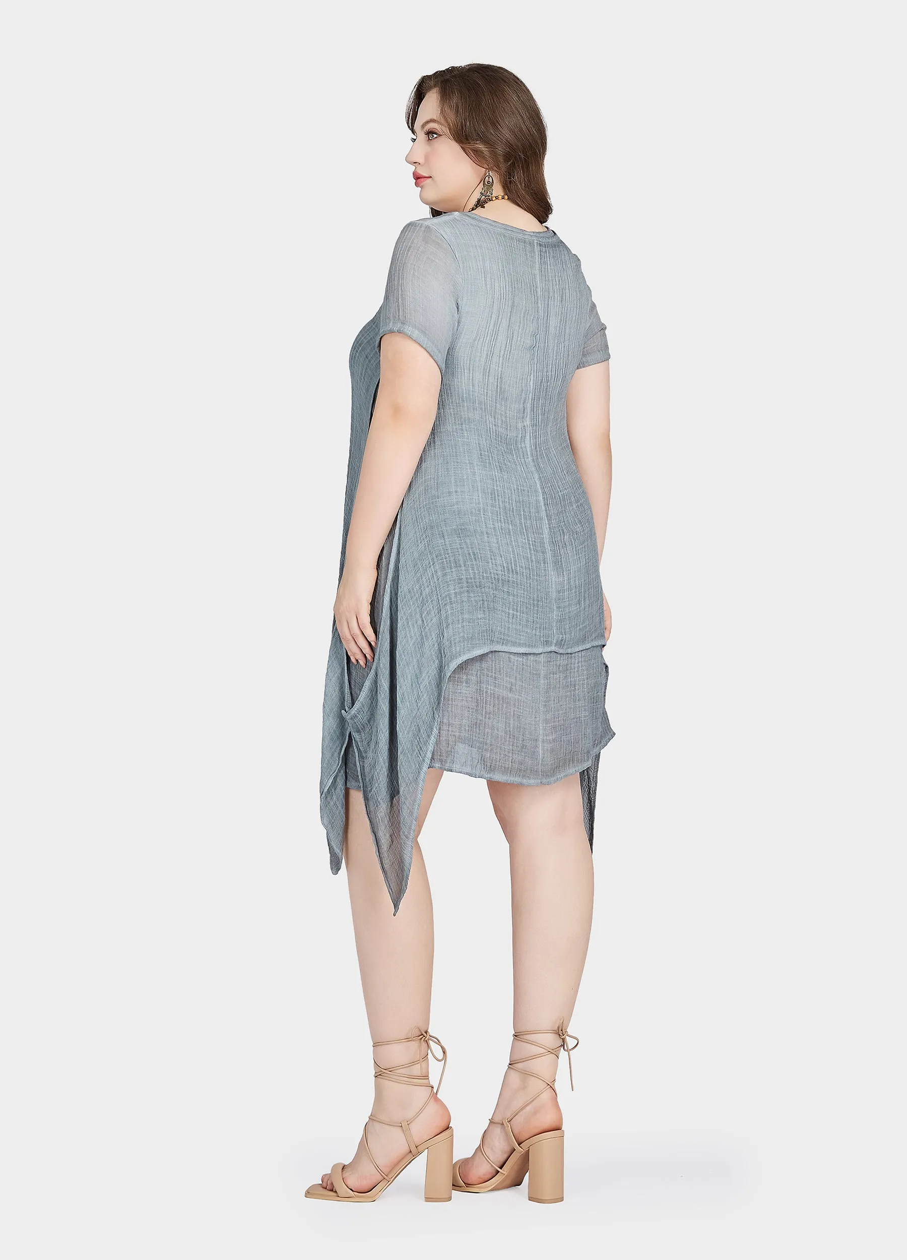 MECALA Women's Plus Size Dress with Wooden Elephant Necklace(Clearance)