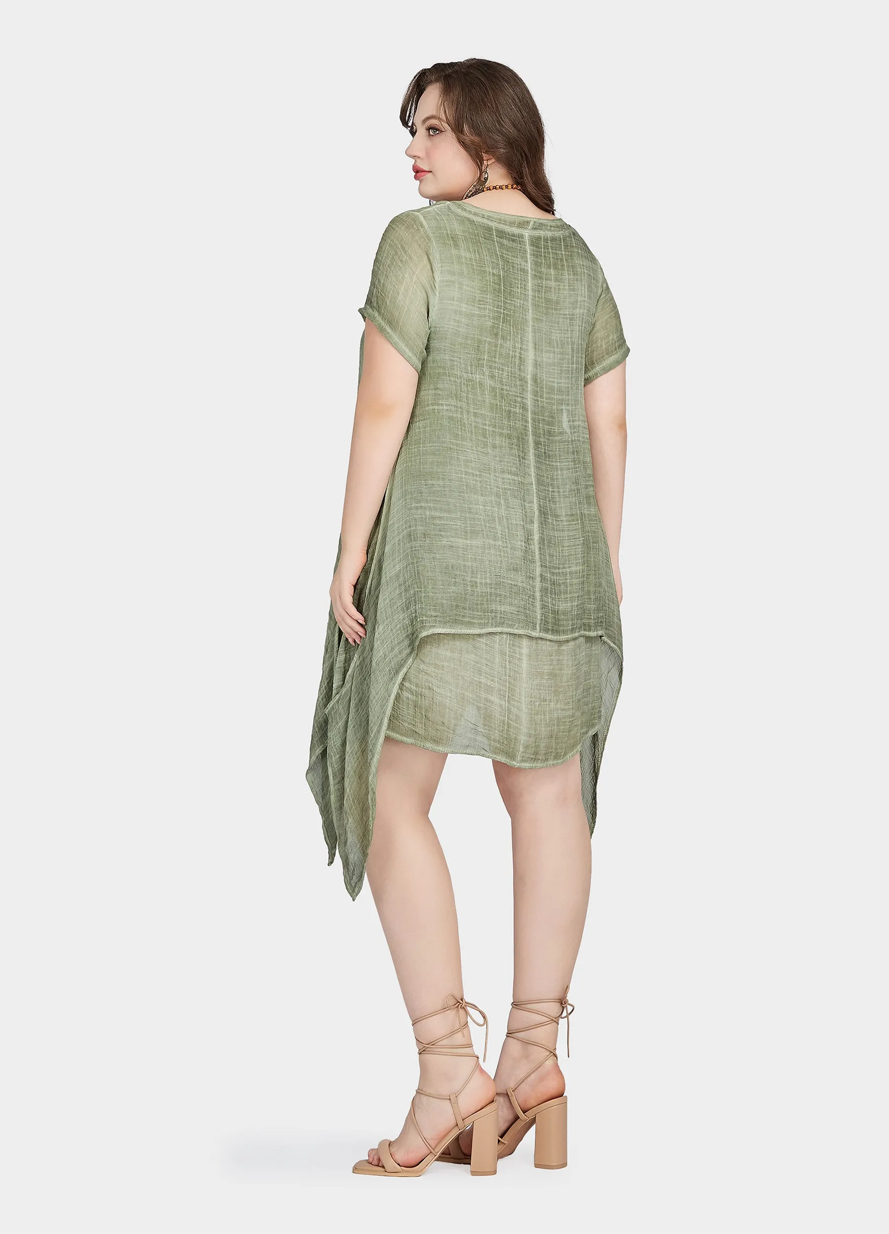 MECALA Women's Plus Size Dress with Wooden Elephant Necklace(Clearance)